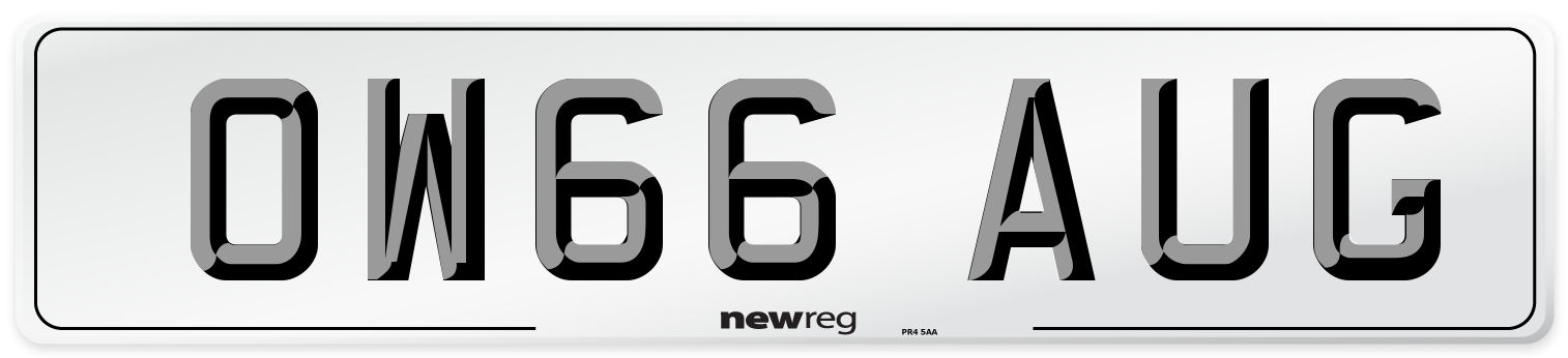 OW66 AUG Number Plate from New Reg